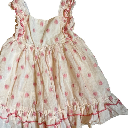 Cupcakes & Cashmere white pink heart Valentine ruffle dress SIZE 3-6M