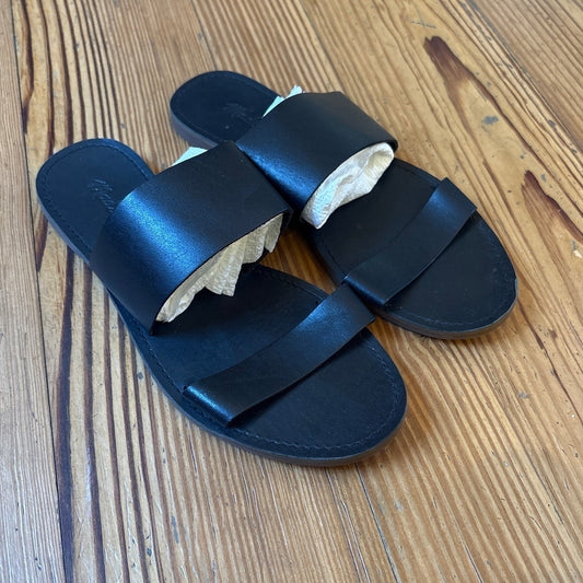 Madewell Boardwalk black double strap leather women's slide sandal SIZE 8