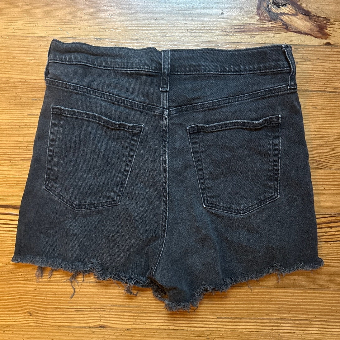 Gap black raw hem cheeky short sky high rise denim shorts SIZE 12