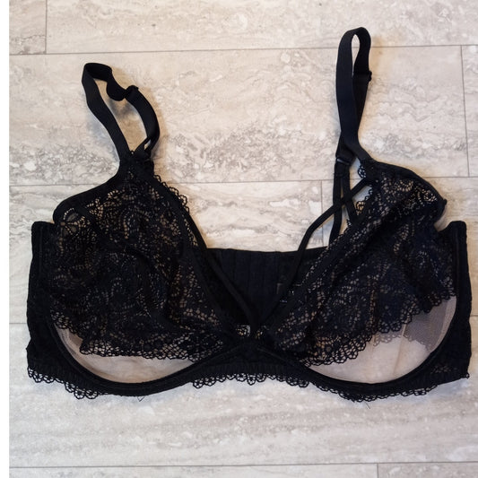 Adore Me black lace adjustable sheer womens bra SIZE 40G