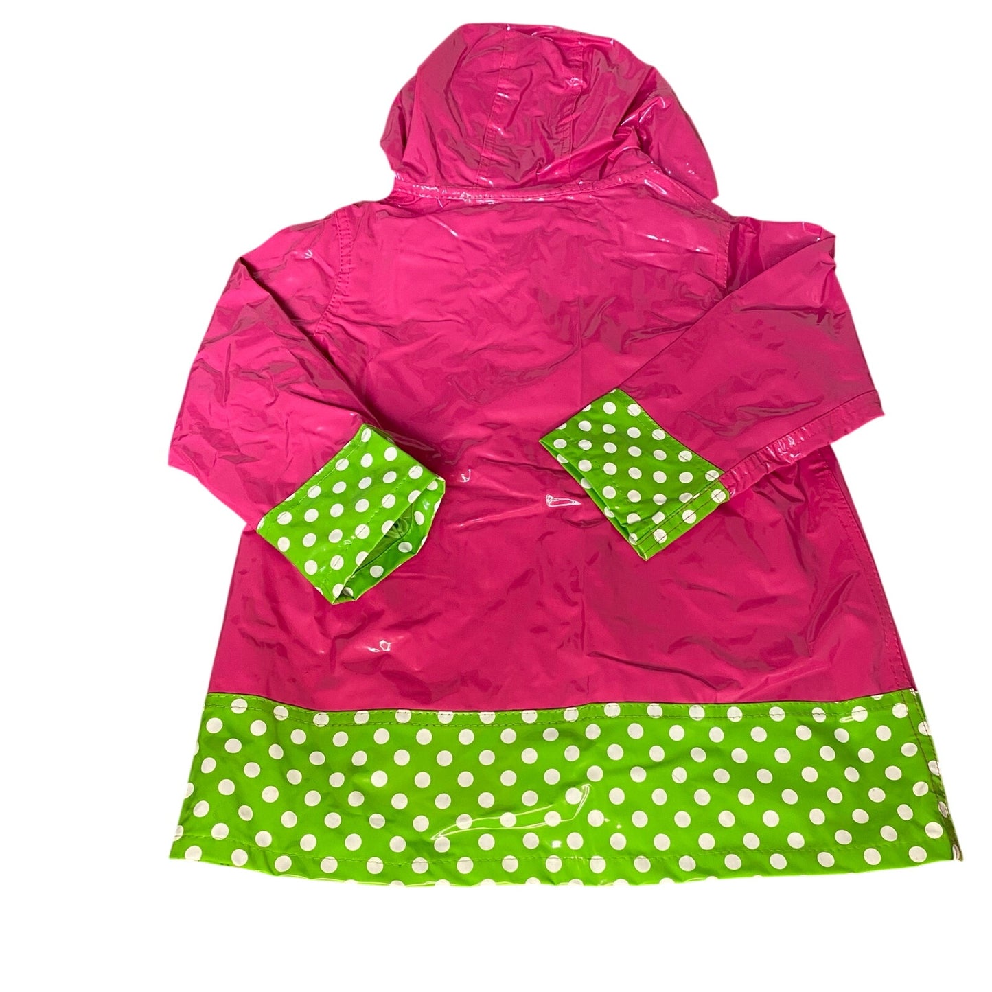 Wippette Kids green polka dot pink watermelon hooded rain trench coat SIZE 4