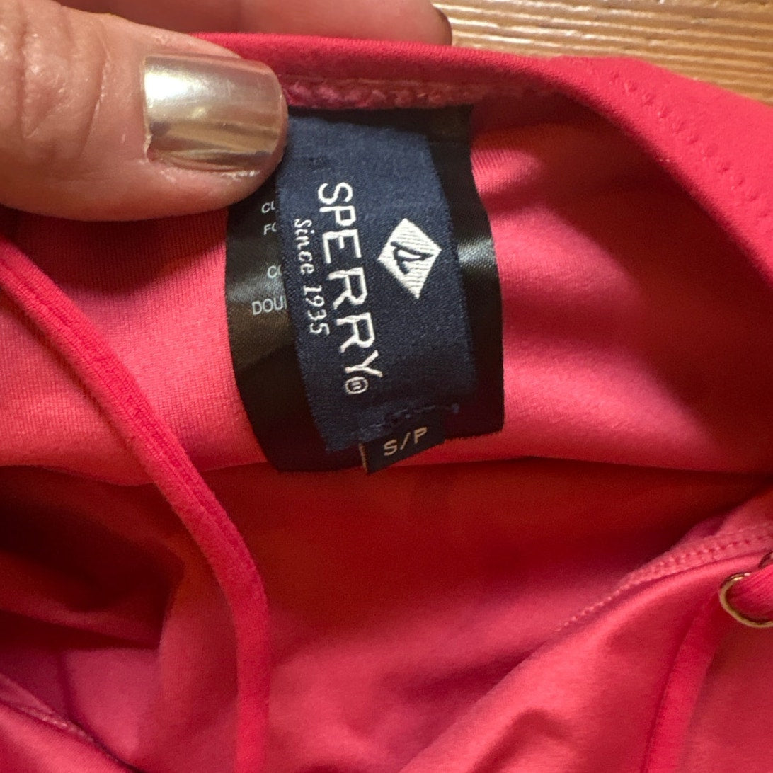 Sperry red crochet neckline adjustable full coverage one piece swimsuit SIZE S