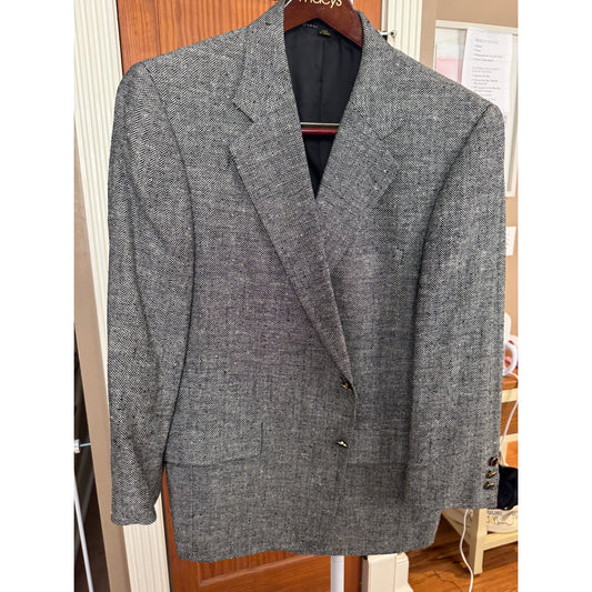 COUNTESS MARA Vintage Mens Blazer Jacket Suit Coat Black Tweed 42 Regular