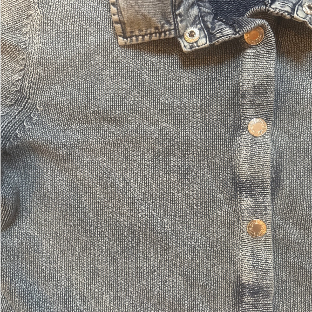 PBJ Blues knit denim long sleeve button up tunic womens shirt SIZE L