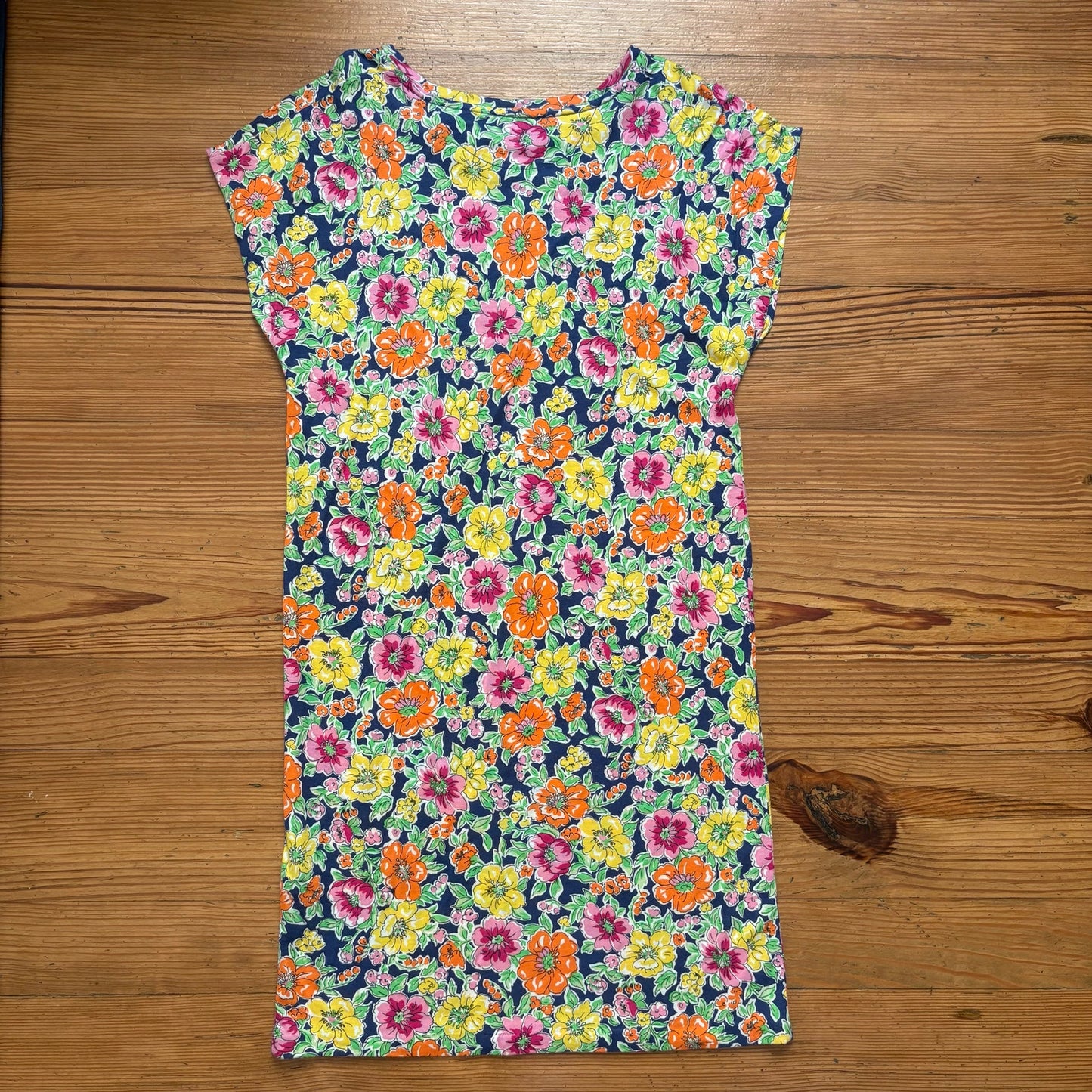 Ralph Lauren blue pink floral short sleeve modal dress SIZE S