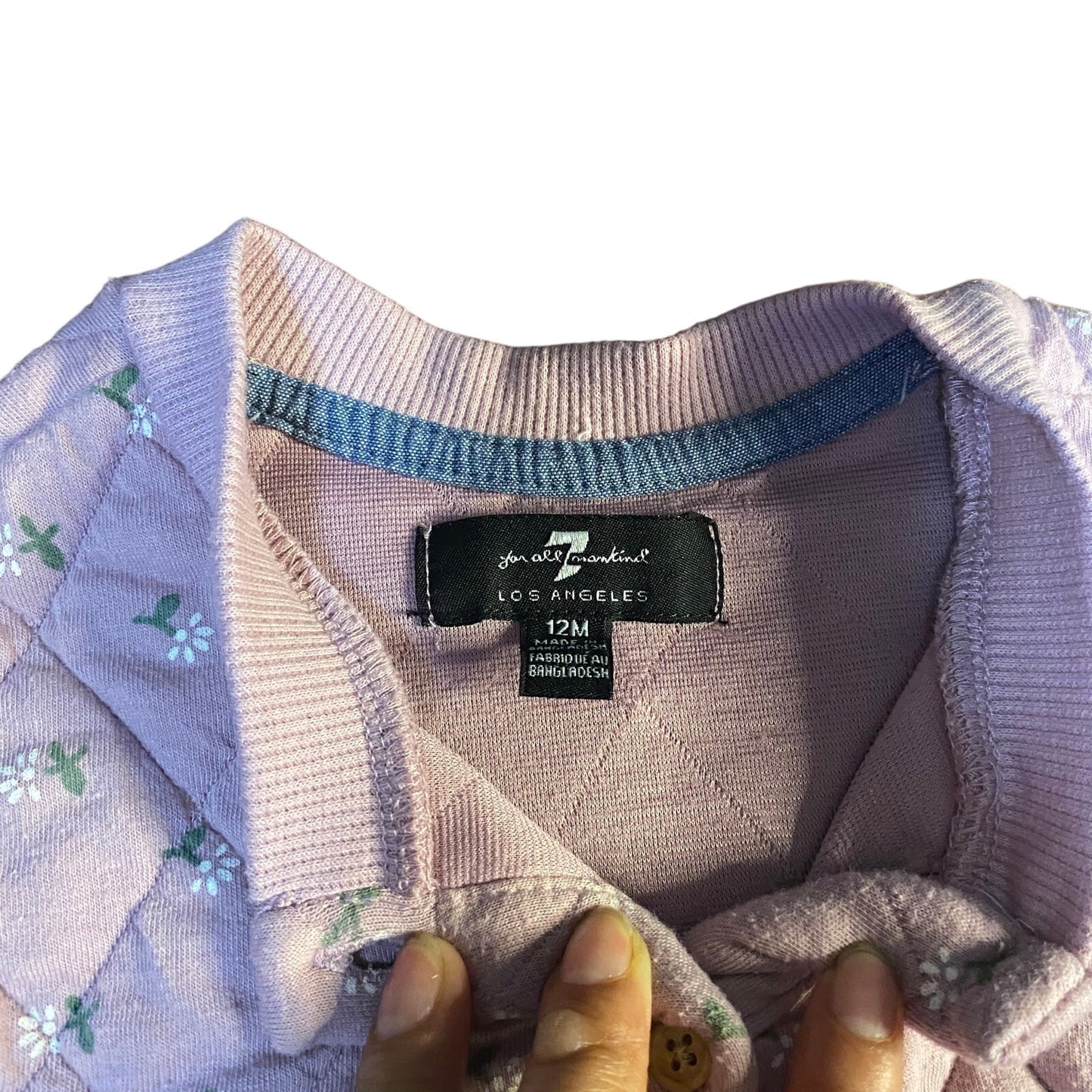 7 For All Mankind light purple floral quilted button cardigan sweater SIZE 12M