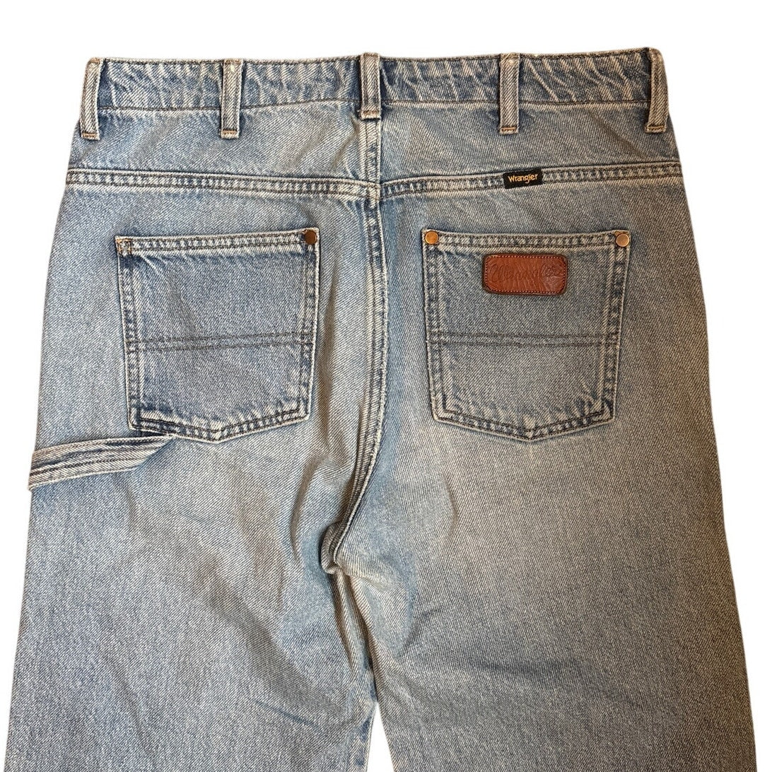 VTG Wrangler light wash carpenter cargo button fly jean pants SIZE LW27 L32