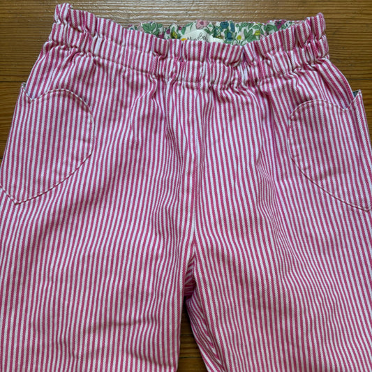 Mini Boden pink white pin striped heart pocket girls pants SIZE 10
