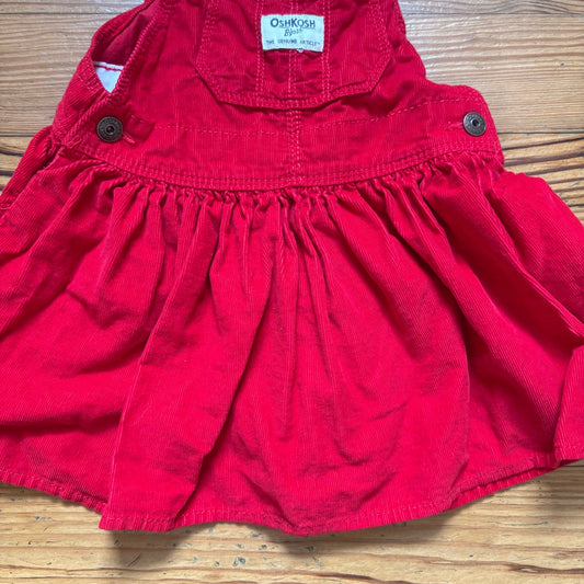 OshKosh B'gosh red corduroy cotton overall skirt SIZE 24M