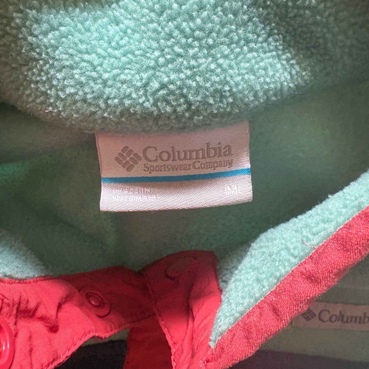 Columbia green two tone henley fleece womens pullover sweater SIZE M