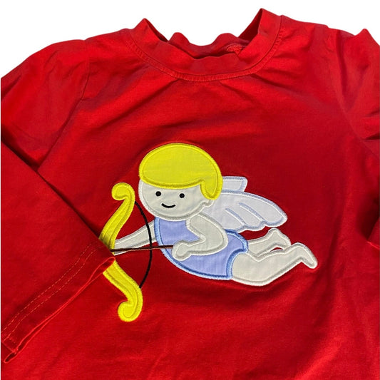 Busy Bee Smocks red long sleeve cupid embroidered shirt SIZE 4