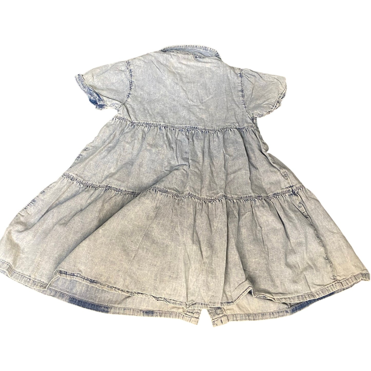 Gap light acid wash denim tiered short sleeve jean dress SIZE S