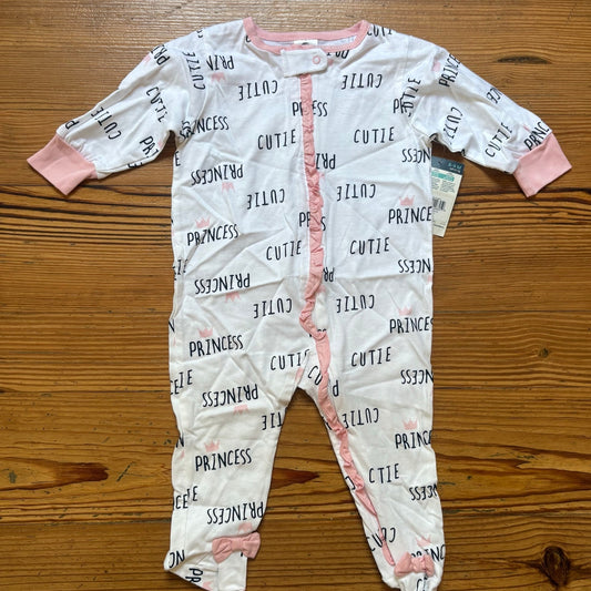 NWT Gerber white princess cutie long sleeve full zip bodysuit SIZE 6-9M