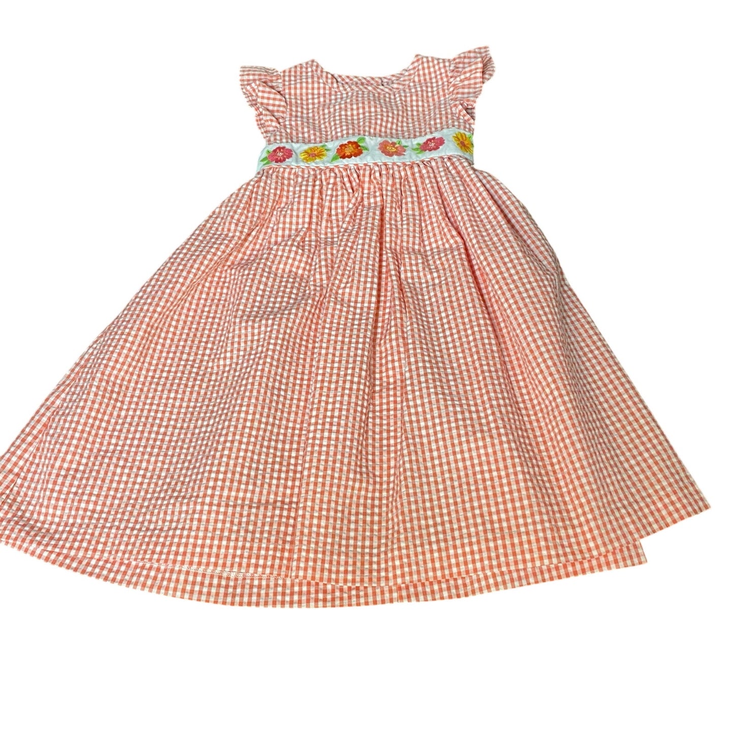 Marmellata pink gingham ruffle short sleeve floral embroidered dress SIZE 3T