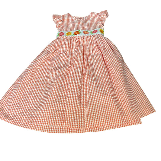 Marmellata pink gingham ruffle short sleeve floral embroidered dress SIZE 3T