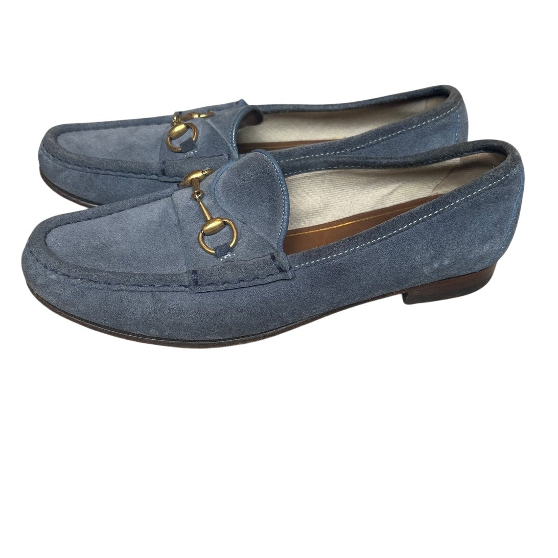 Gucci VTG Horsebit light blue suede slip on loafers SIZE 37.5