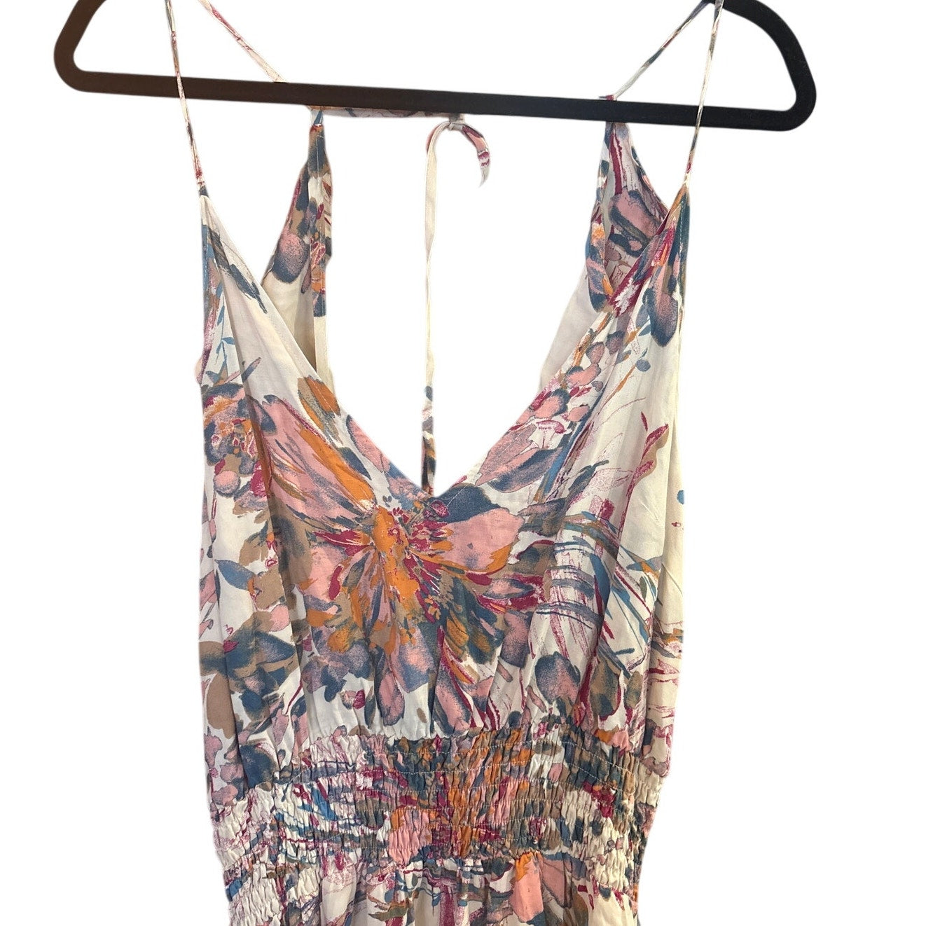 Chelsea & Violet pink floral boho open back adjustable flutter dress SIZE M