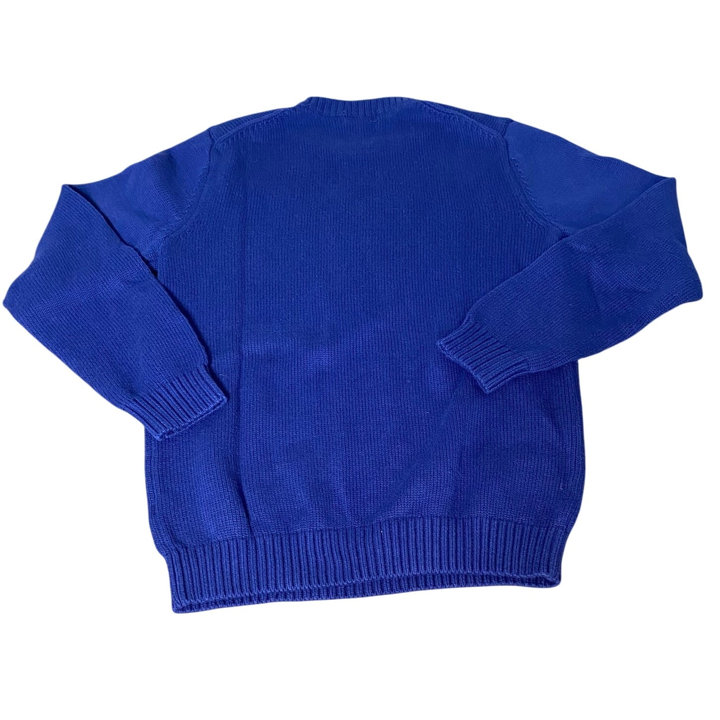 Crown & Ivy royal blue knit Santa hat Golden Retriever crew sweater SIZE M