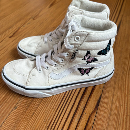 VANS white butterfly embroidered high top lace sneakers SIZE 13