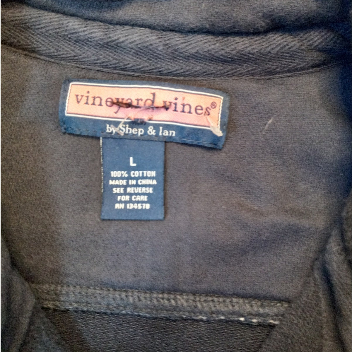 Vineyard Vines dark blue quarter zip pullover mens sweatshirt SIZE L