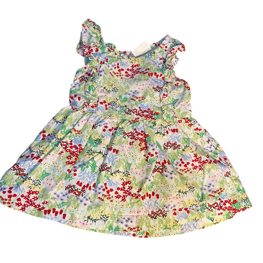 Hanna Andersson green floral ruffle accent sleeveless top SIZE 3