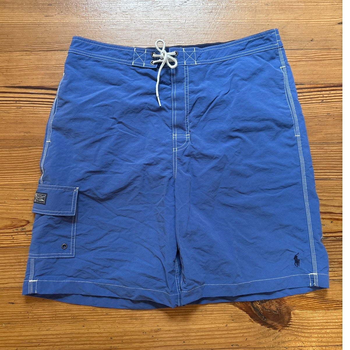 Polo Ralph Lauren royal blue elastic tie waist mens swim trunks SIZE XL