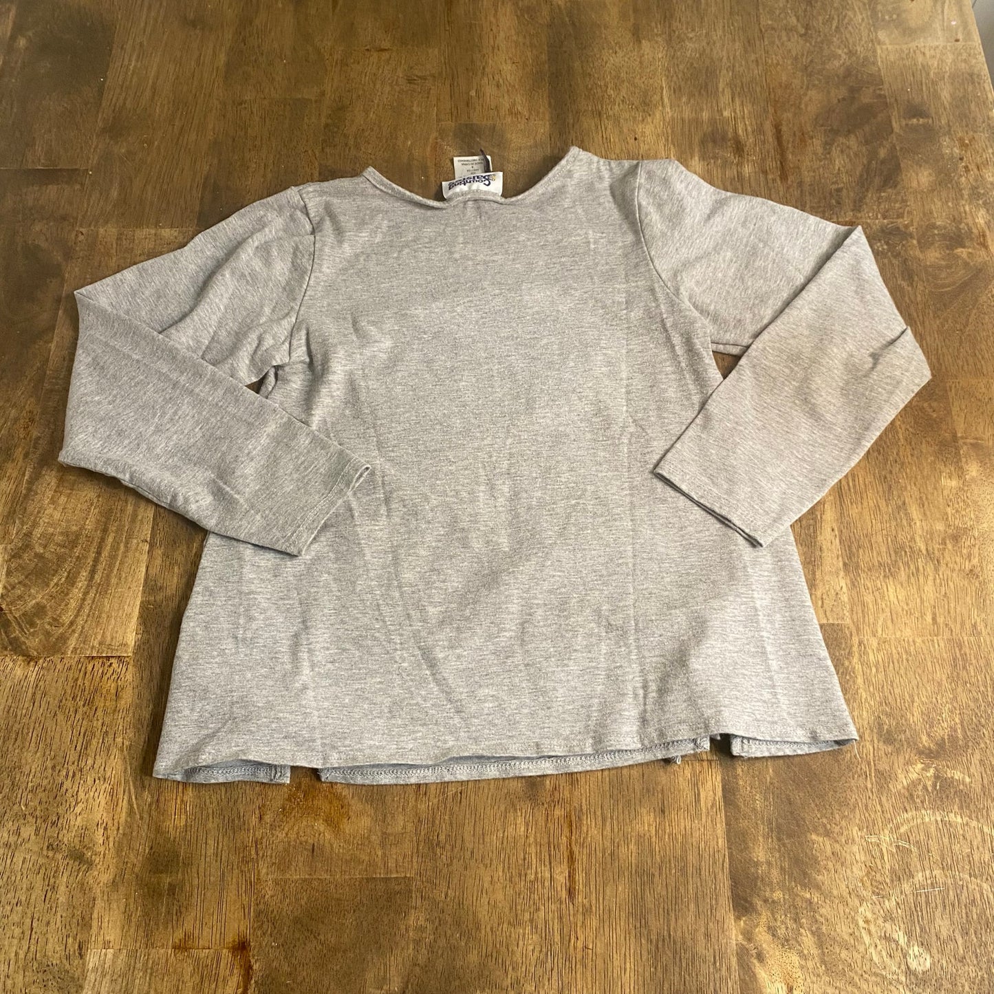 Counting Daisies gray long sleeve Christmas Santa embroidered shirt SIZE 8