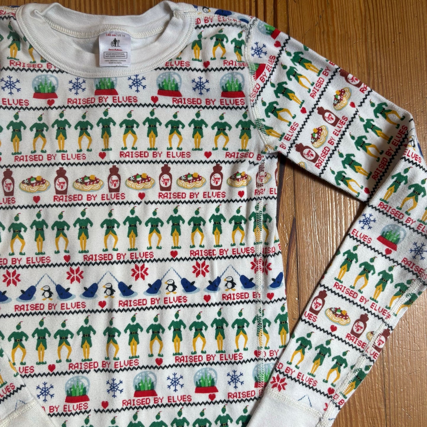 Hanna Andersson white Christmas Elf long sleeve pajama set SIZE 10