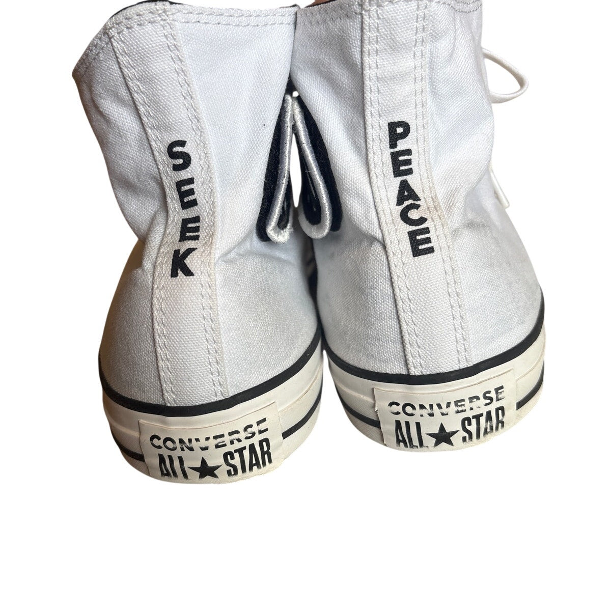 Converse All Star Seek Peace white black high top unisex sneakers SIZE M12 W14