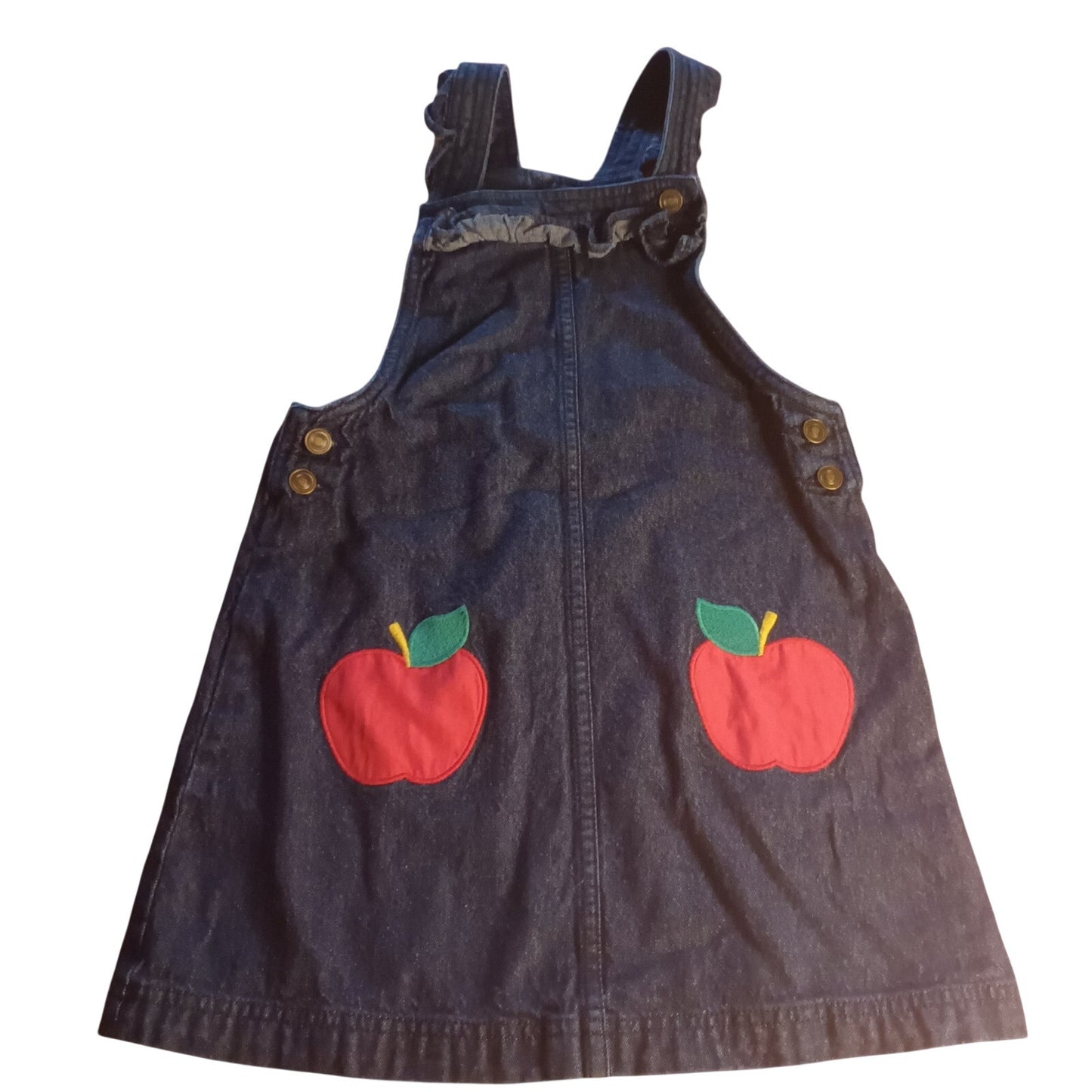 Isaac Mizrahi New York dark blue denim apple girls ruffle overall skirt SIZE 7