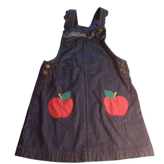 Isaac Mizrahi New York dark blue denim apple girls ruffle overall skirt SIZE 7