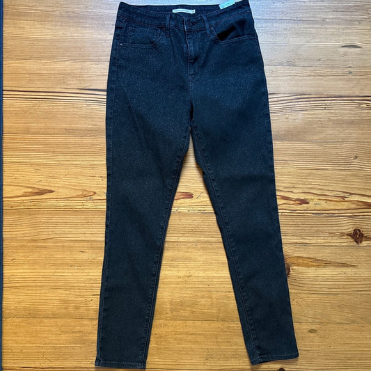 Levi's black glitter metallic threading high rise skinny jeans SIZE 30
