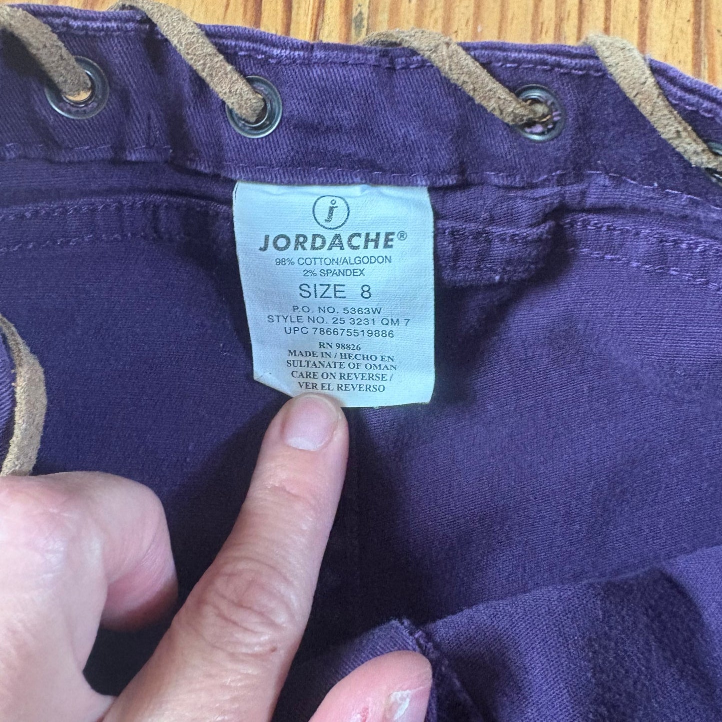 Jordache retro purple leather stitch trim wide leg cropped pant SIZE 8