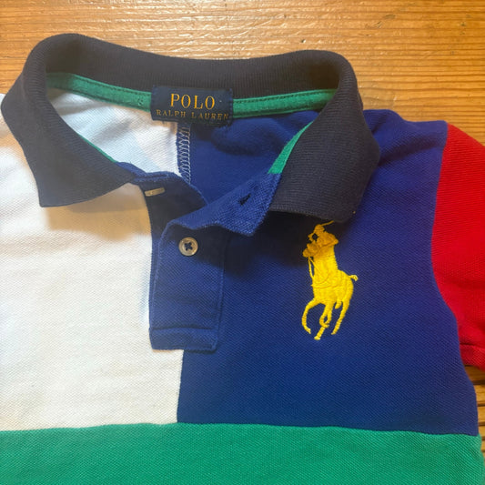 Polo Ralph Lauren green blue color block short sleeve toddler polo shirt SIZE 2T