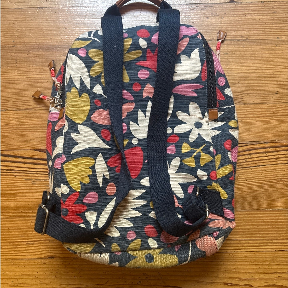 Fossil Blake navy pink floral two compartment laptop backpack