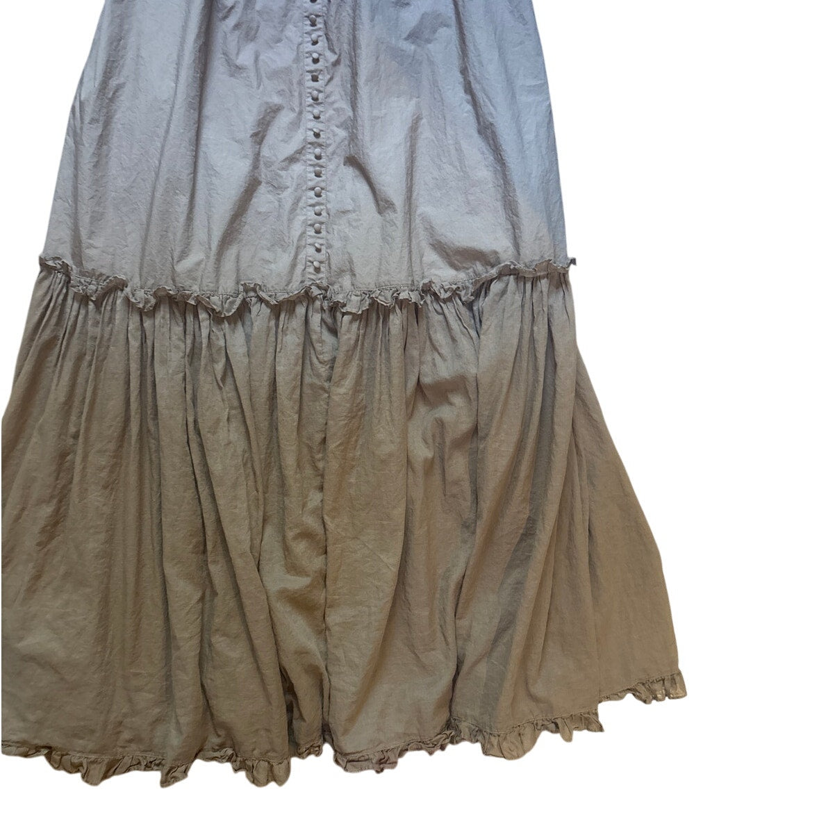 Joslin tan drop waist button up open back tank organic cotton maxi dress SIZE 8