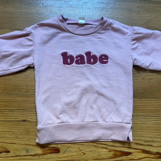 PL Baby pink Babe long puff sleeve toddler sweatshirt SIZE 24M