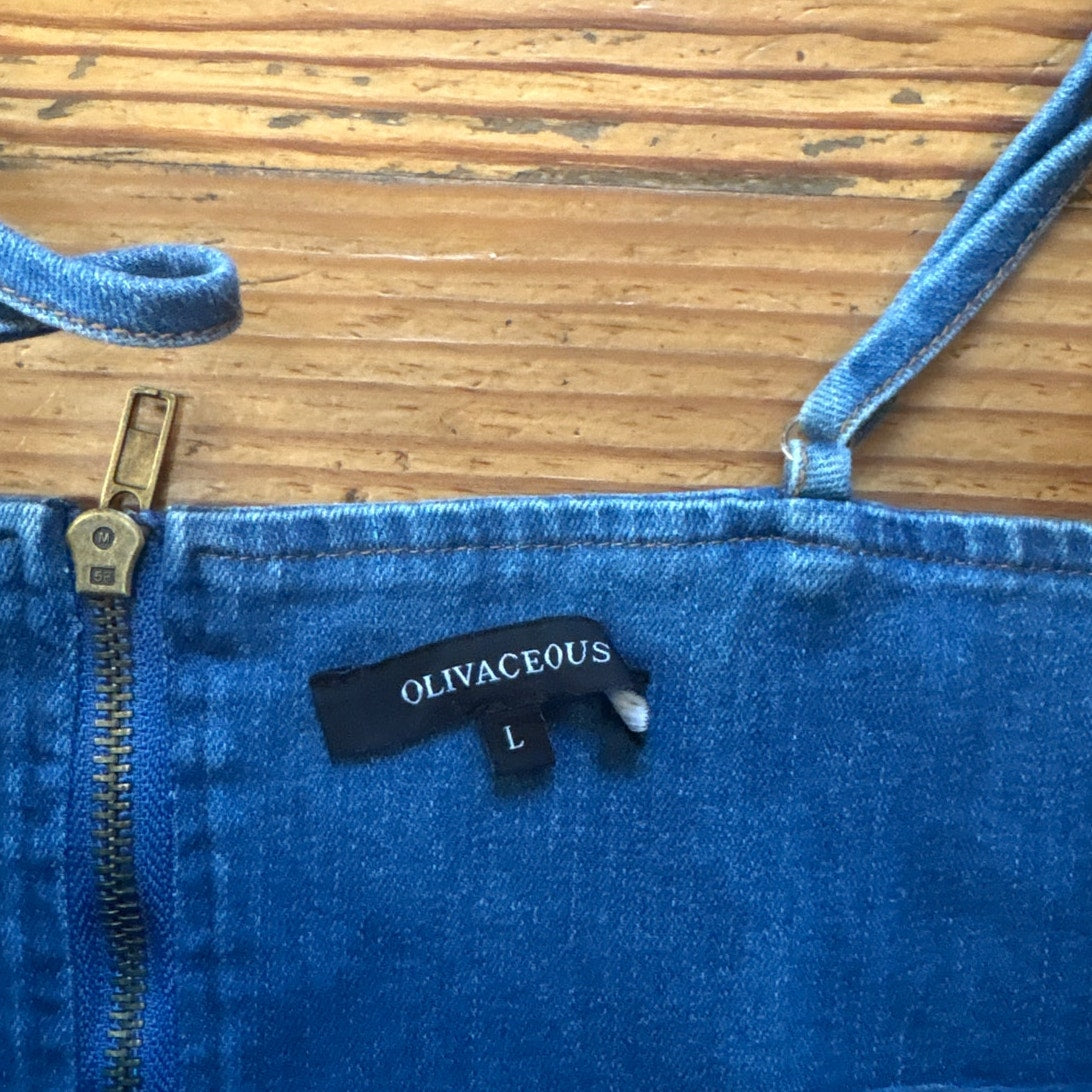 NWT Olivaceous medium wash denim corset top SIZE L