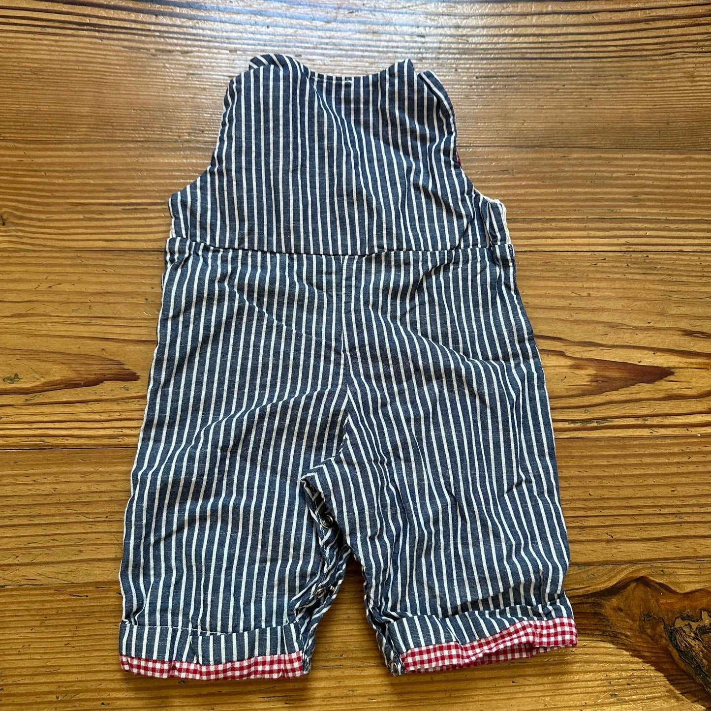 Blue white striped turkey football smocked overall one piece SIZE 3M
