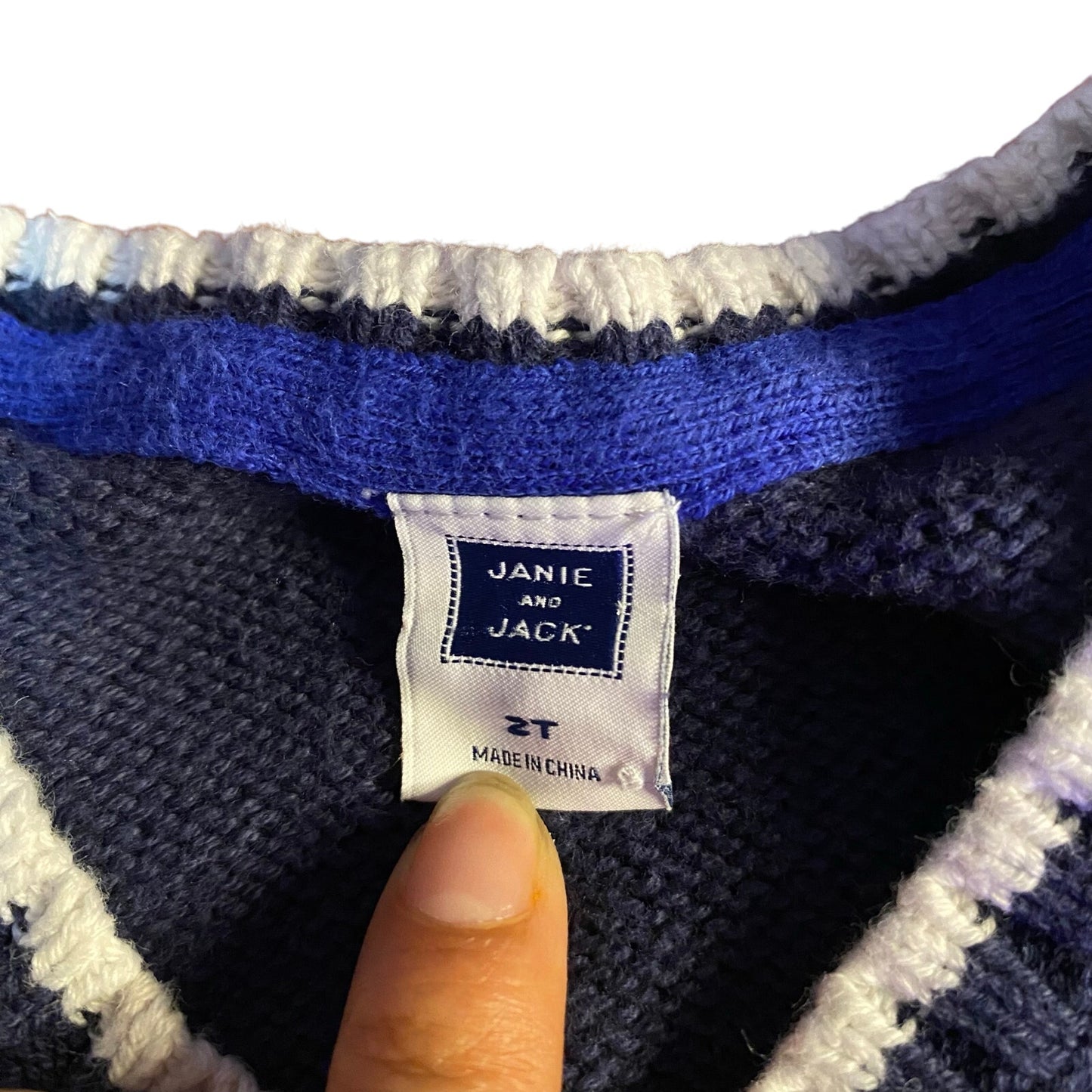 Janie and Jack navy blue white anchor knit boys sweater vest SIZE 2T