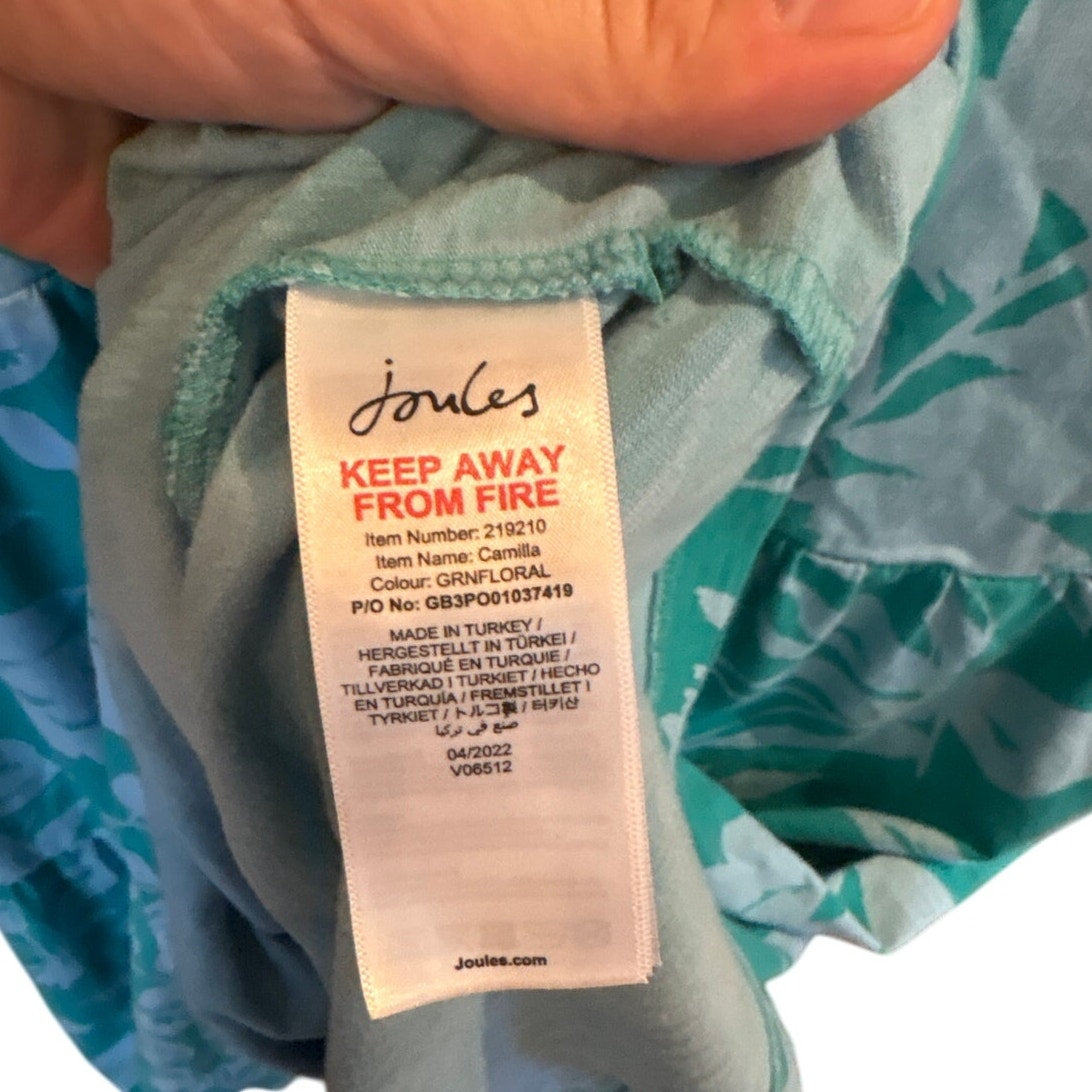 Joules green light blue floral fruit tiered short sleeve maxi dress SIZE 8