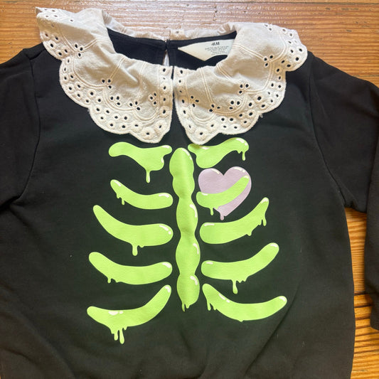 H&M black skeleton lace collar long sleeve sweatshirt SIZE 4T