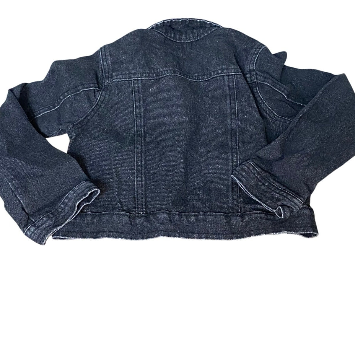 Nannette black jean cropped heart pocket snap jacket SIZE 6