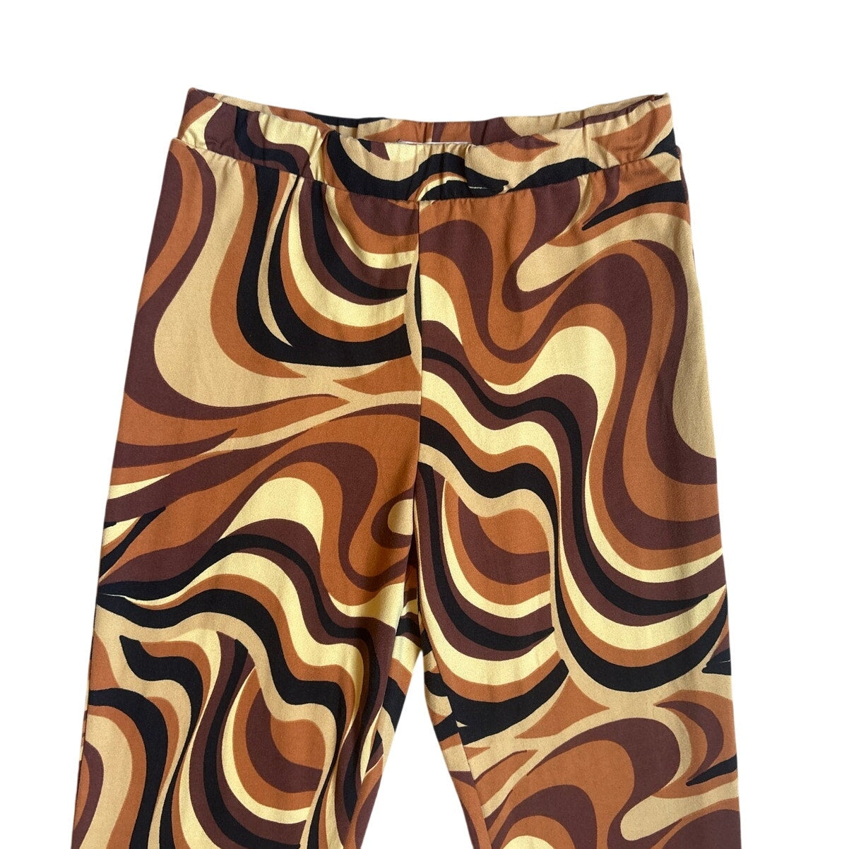 Altar'd State brown 70s marble swirl pull on flare leg stretch pants SIZE S