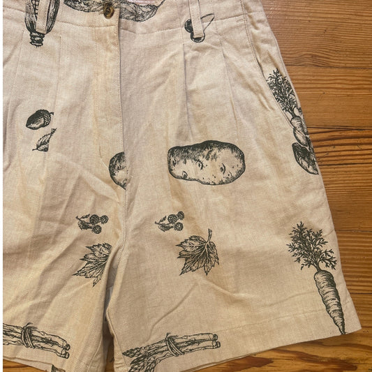 VTG Line-Up For Sport beige cotton vegetable mushroom potato chino shorts SIZE 4