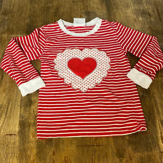 Classic Whimsy red white heart embroidered long sleeve shirt SIZE 4T