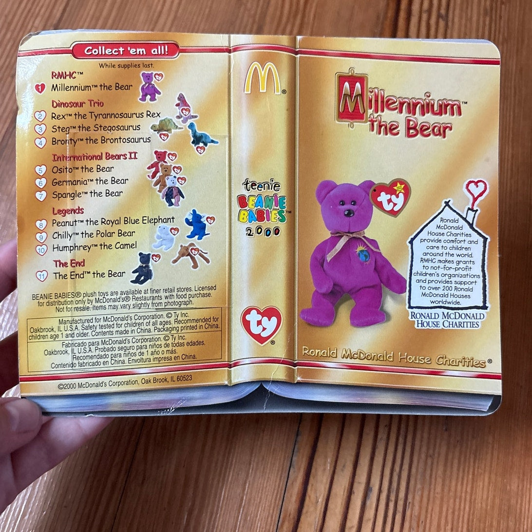 TY McDonalds Teenie Beanie Baby Millennium the Bear (2000) plush toy