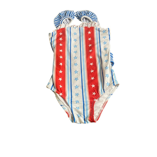 Sweet Honey red blue star USA America ruffle sleeve one piece swimsuit SIZE 4