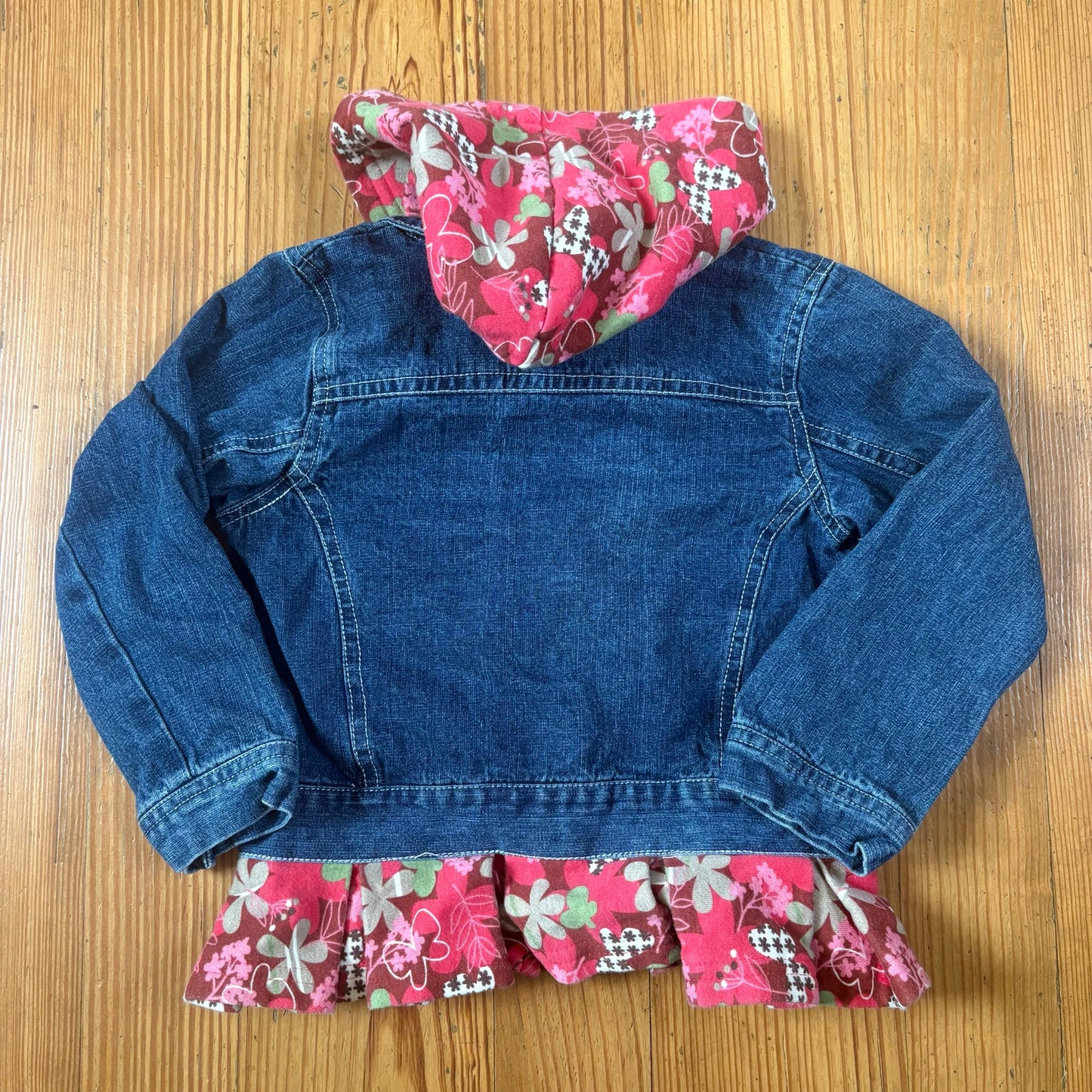 B.T. Kids 90s jean floral embroidered sweater toddler jacket SIZE 5T