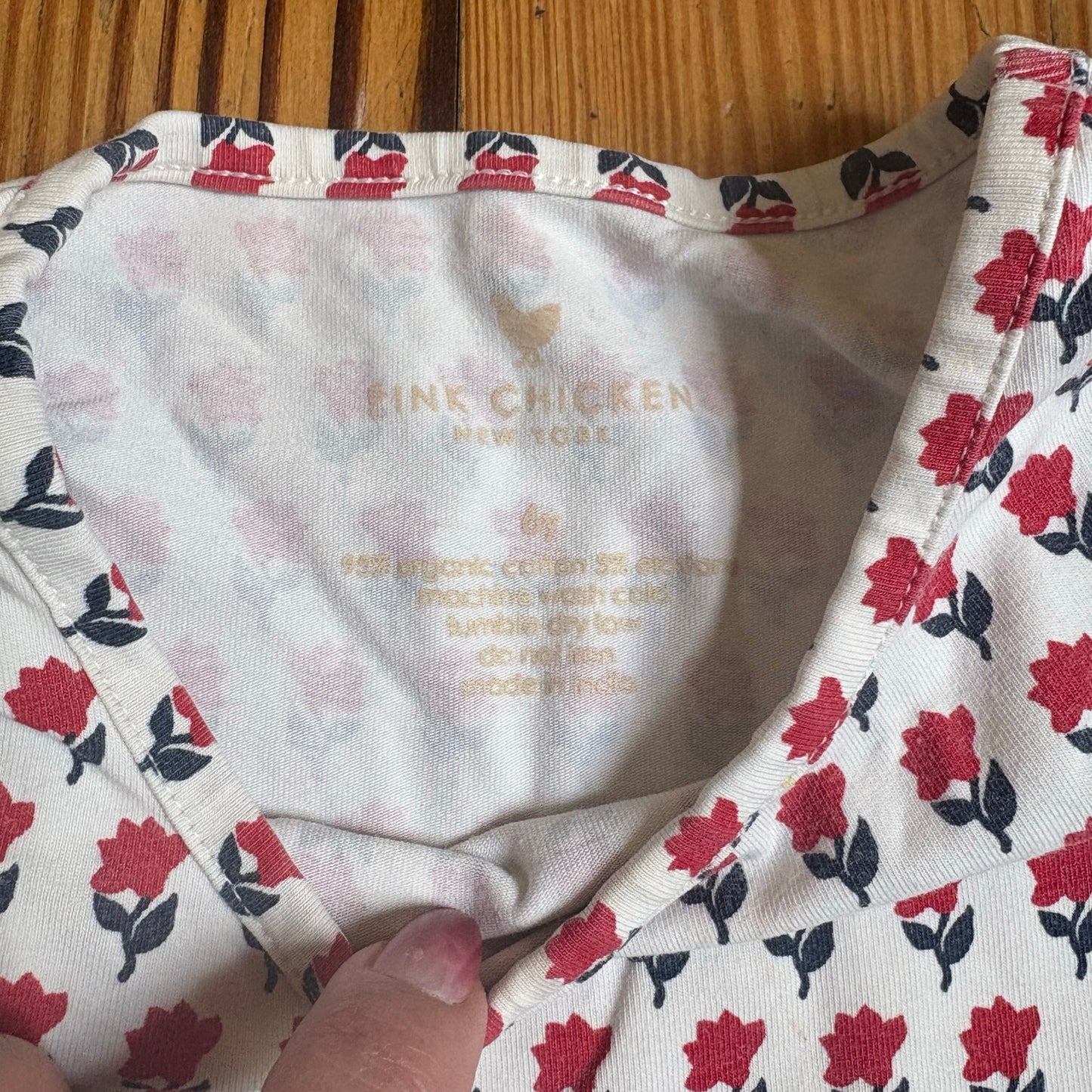 Pink Chicken white with red floral short sleeve knit dress SIZE 6